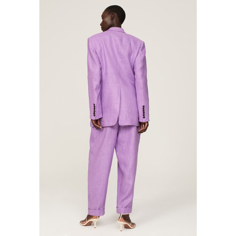 Ronny Kobo Klover Purple Linen Oversized Two Button Blazer Jacket Size Medium - Picture 2 of 13